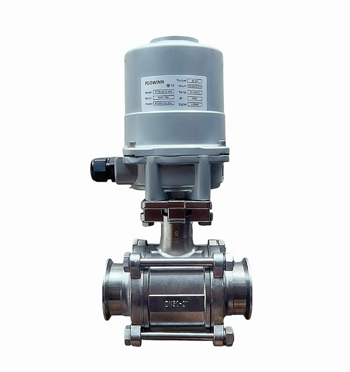 VAN BI 3 THÂN INOX 316 NỐI CLAMP ĐIỀU KHIỂN ĐIỆN AC220V